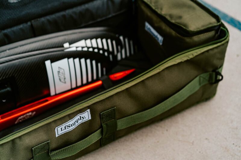 travel bag, foilboard, lfsupply, larry foiler, bag, adventure, travel, luggage, recycled, heavy duty, hydrofoil, roller, ultimate travel bag, foilboarding, wing foil, accessory bag, ultimate quiver bag